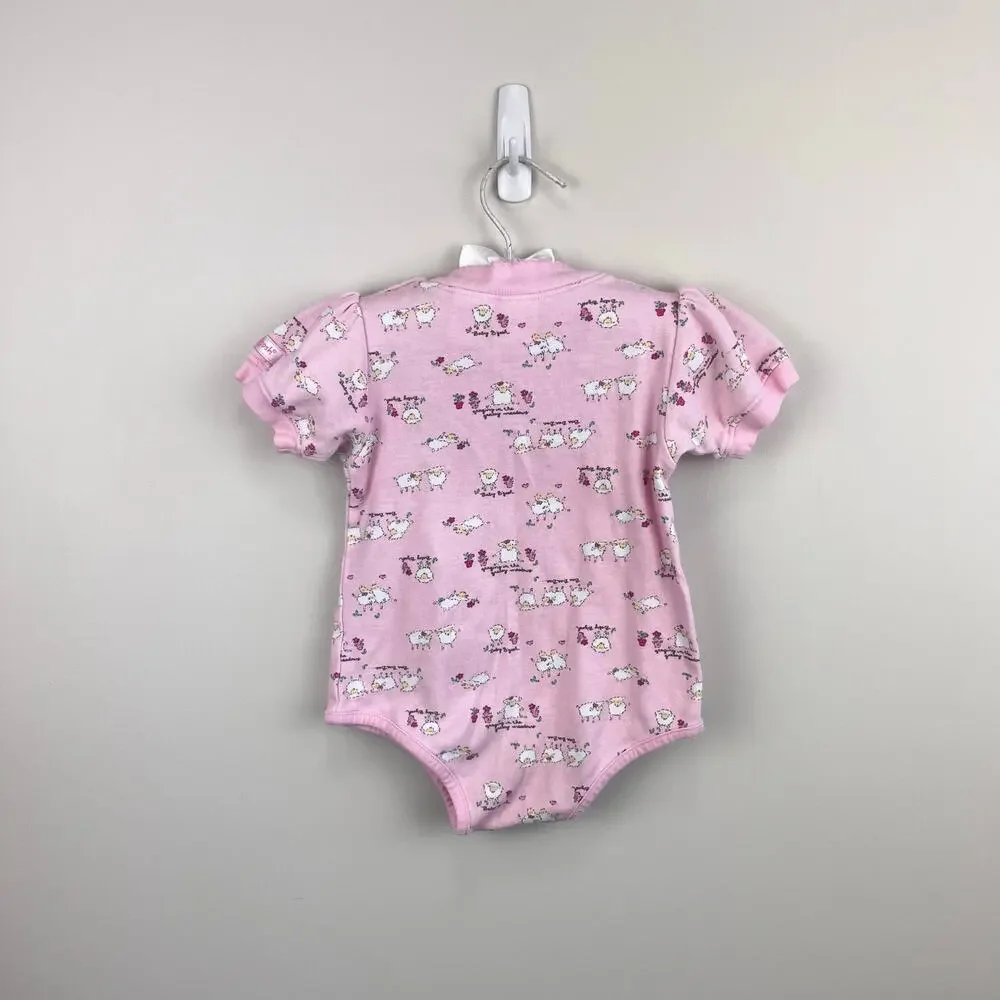 Vintage OshKosh B'gosh Pink Baby Lamb Bodysuit 6-9 Months